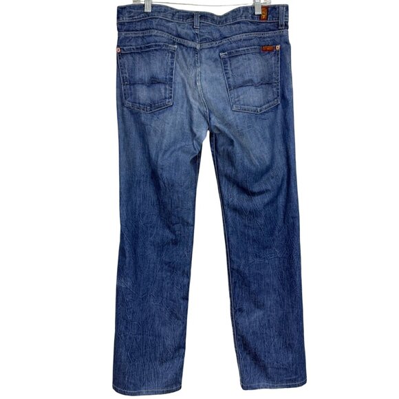 7 For All Mankind Mens Standard Jeans Straight Leg Button-Fly Blue Size 34 - Picture 2 of 9